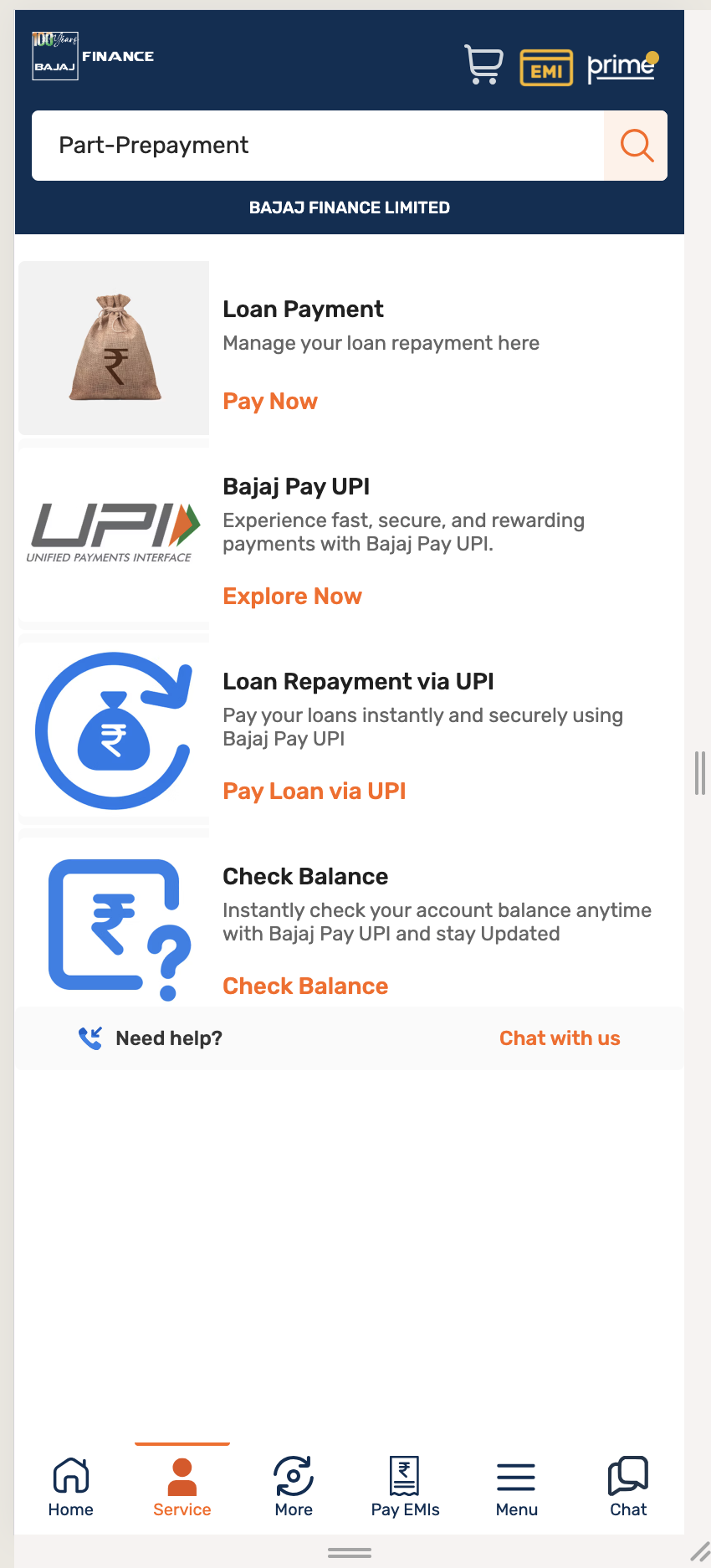 Part-Prepayment intent